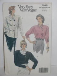 7948 EZ VOG ASYMMETRIC/2 BREASTED BLOUSE PATTERN 8-12,14-18
